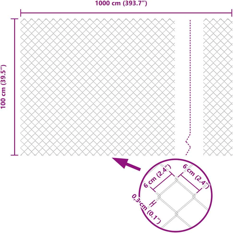 Grandinės tvoros tvirtinimas 10 x 1 m Galvanizuotas plienas