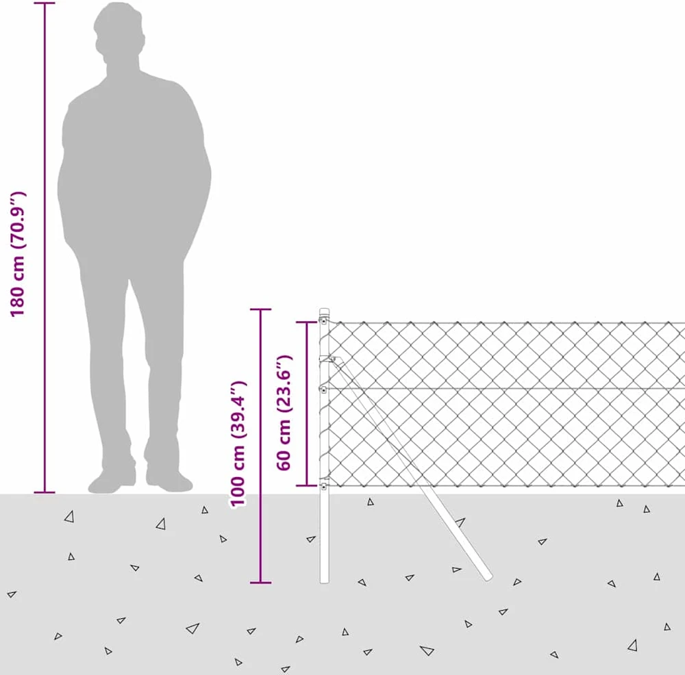 Grandinės tvoros tvirtinimas 25 x 0,6 m PVC dengtas plienas
