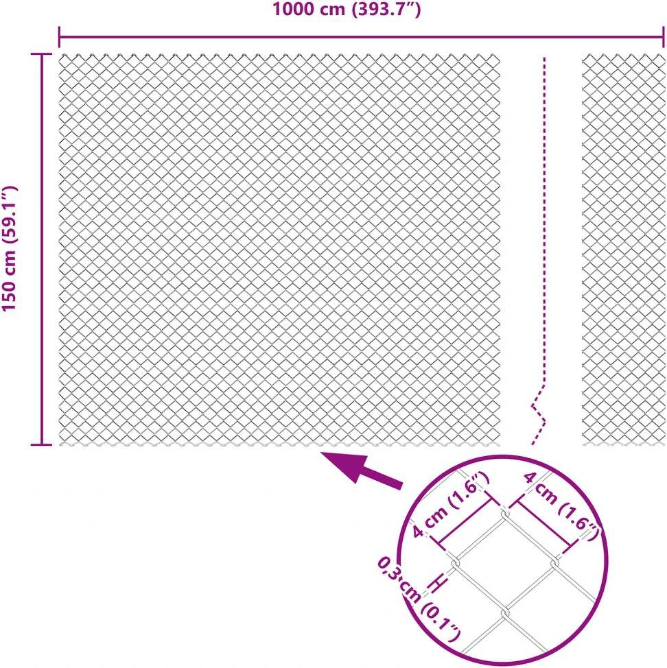 Grandininės tvoros su stulpeliu 10 x 1,5 m PVC dengtas plienas