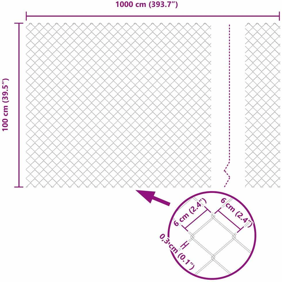 Grandininės tvoros su stulpeliu 10 x 1 m PVC dengtas plienas