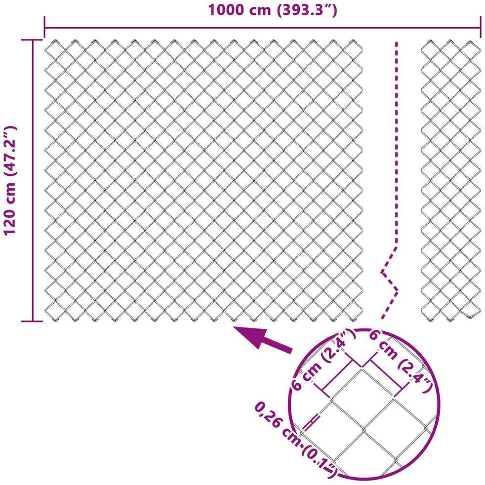 Grandinės tvoros tvirtinimas 10 x 1,2 m PVC dengtas plienas
