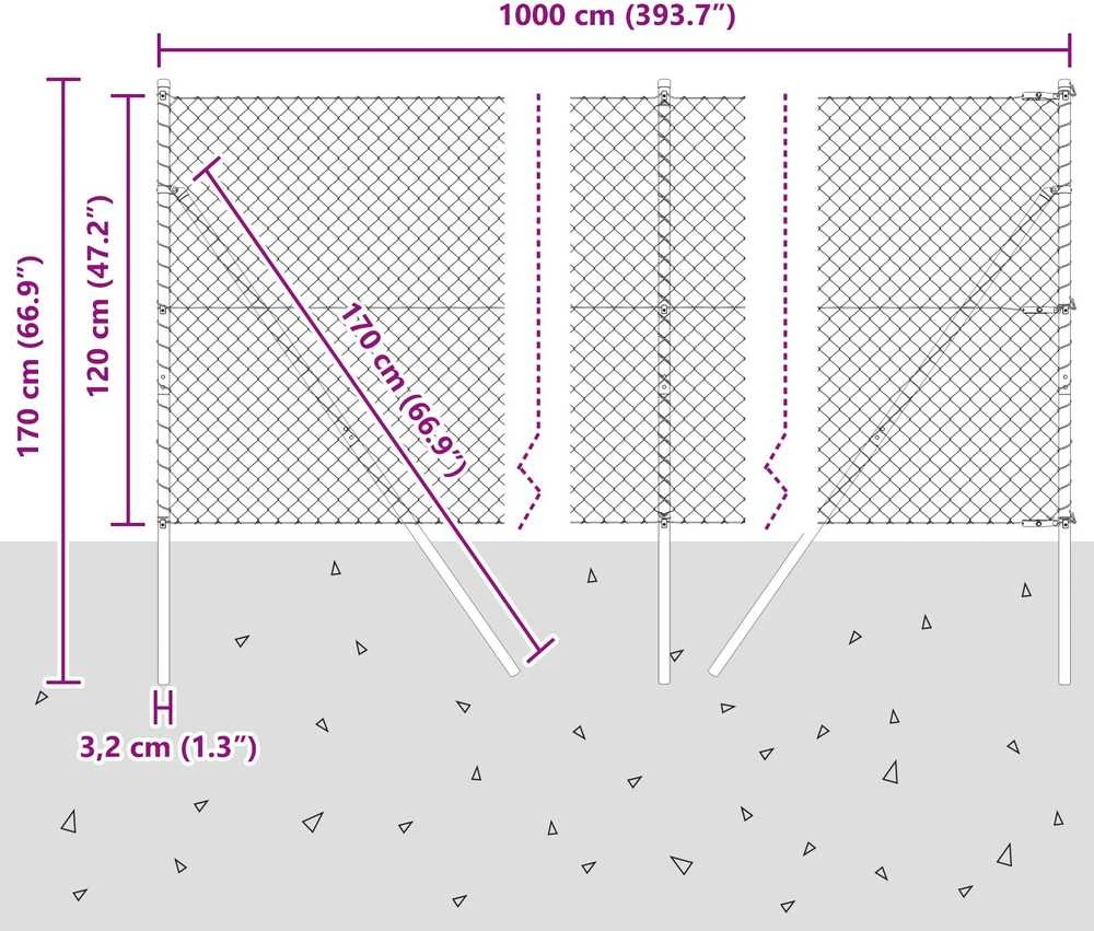 Grandinės tvoros tvirtinimas 10 x 1,2 m PVC dengtas plienas