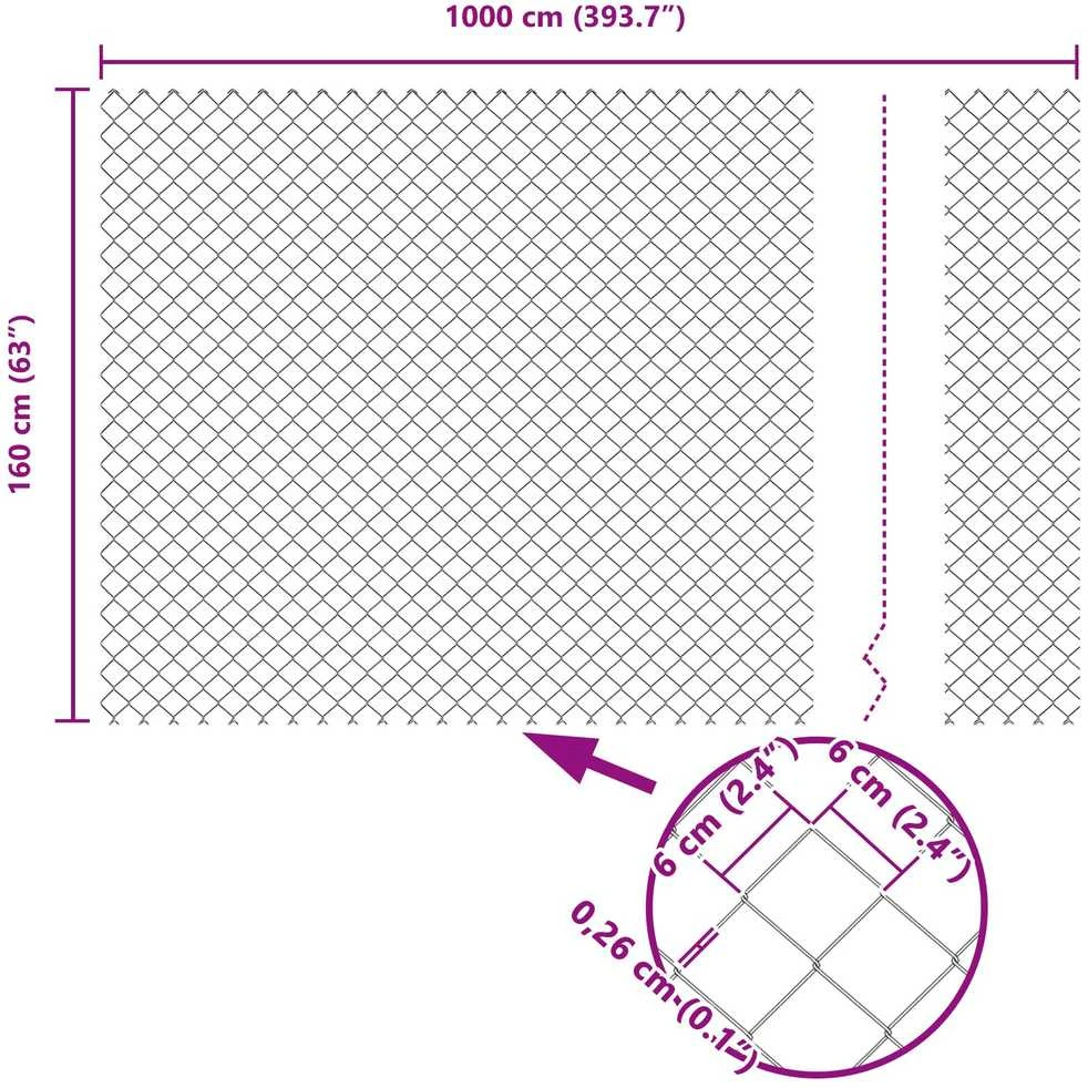 Grandinės tvoros tvirtinimas 10 x 1,6 m PVC dengtas plienas