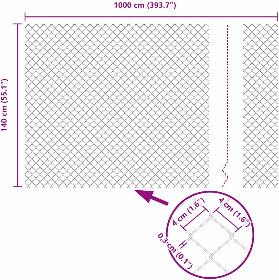 Grandininė tvora su smaigaliais 10 x 1,4 m PVC dengtas plienas
