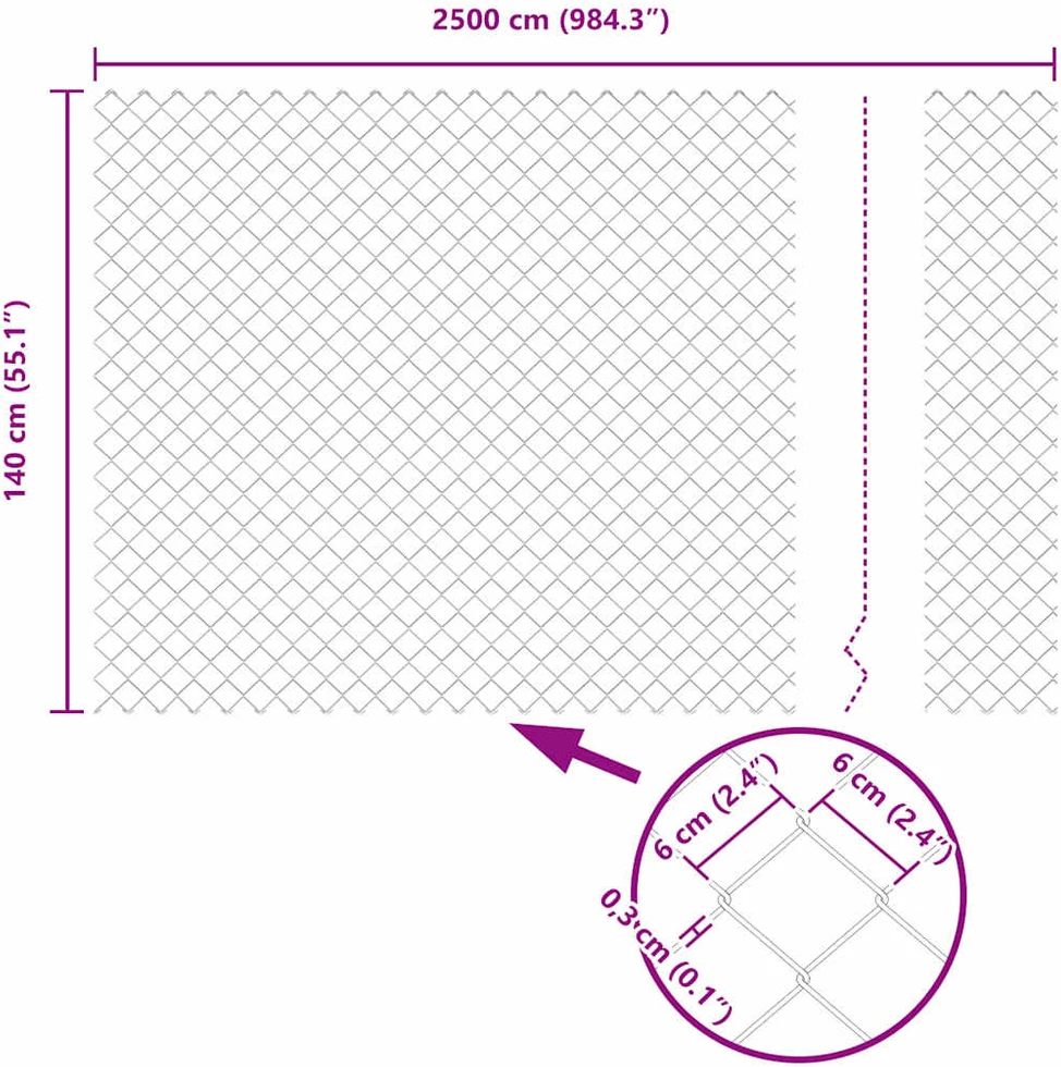 Grandininė tvora su smaigaliais 25 x 1,4 m PVC dengtas plienas