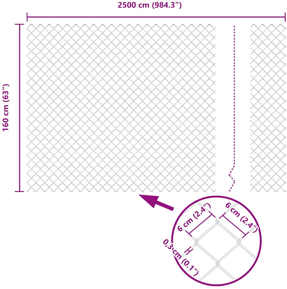 Grandininė tvora su smaigaliais 25 x 1,6 m PVC dengtas plienas