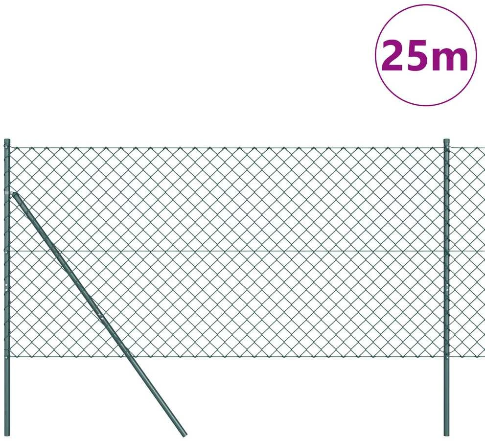 Grandinės tvoros tvirtinimas 1 x 25 m PVC dengtas plienas Žalia