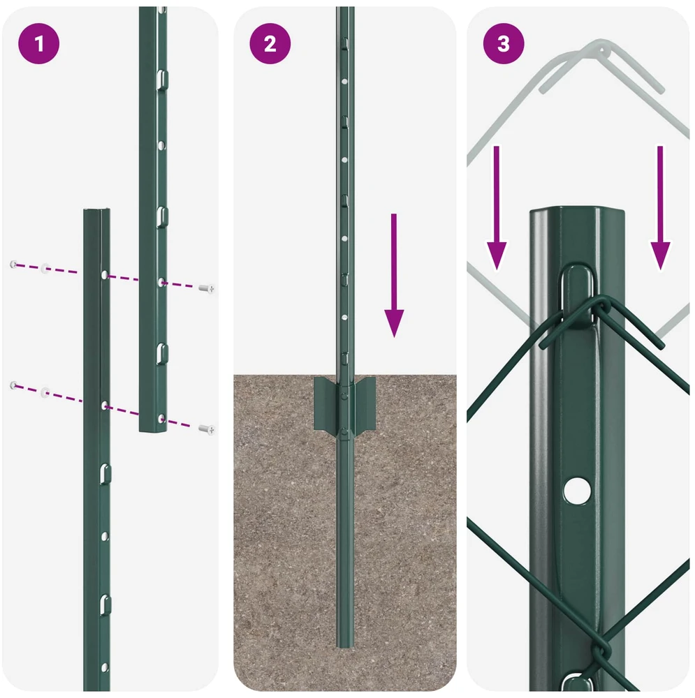 Grandininės tvoros su stulpeliu 10 x 1 m PVC dengtas plienas