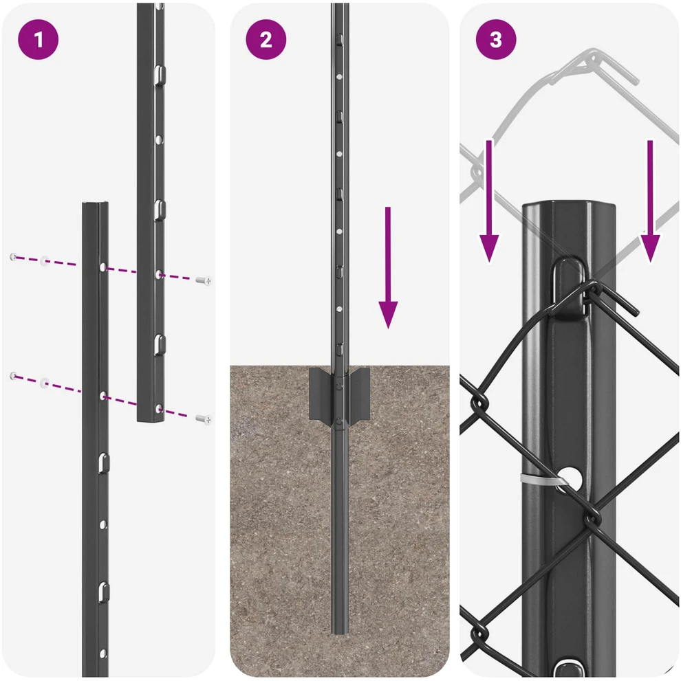 Grandininės tvoros su stulpeliu 25 x 1 m PVC dengtas plienas