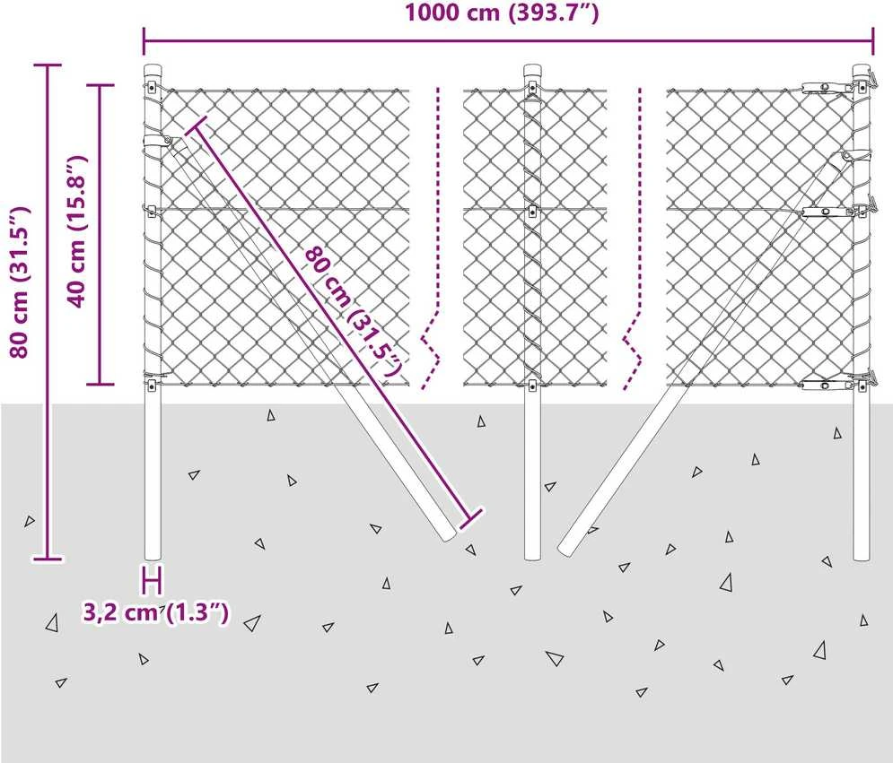 Grandinės tvoros tvirtinimas 25 x 0,4 m Galvanizuotas plienas