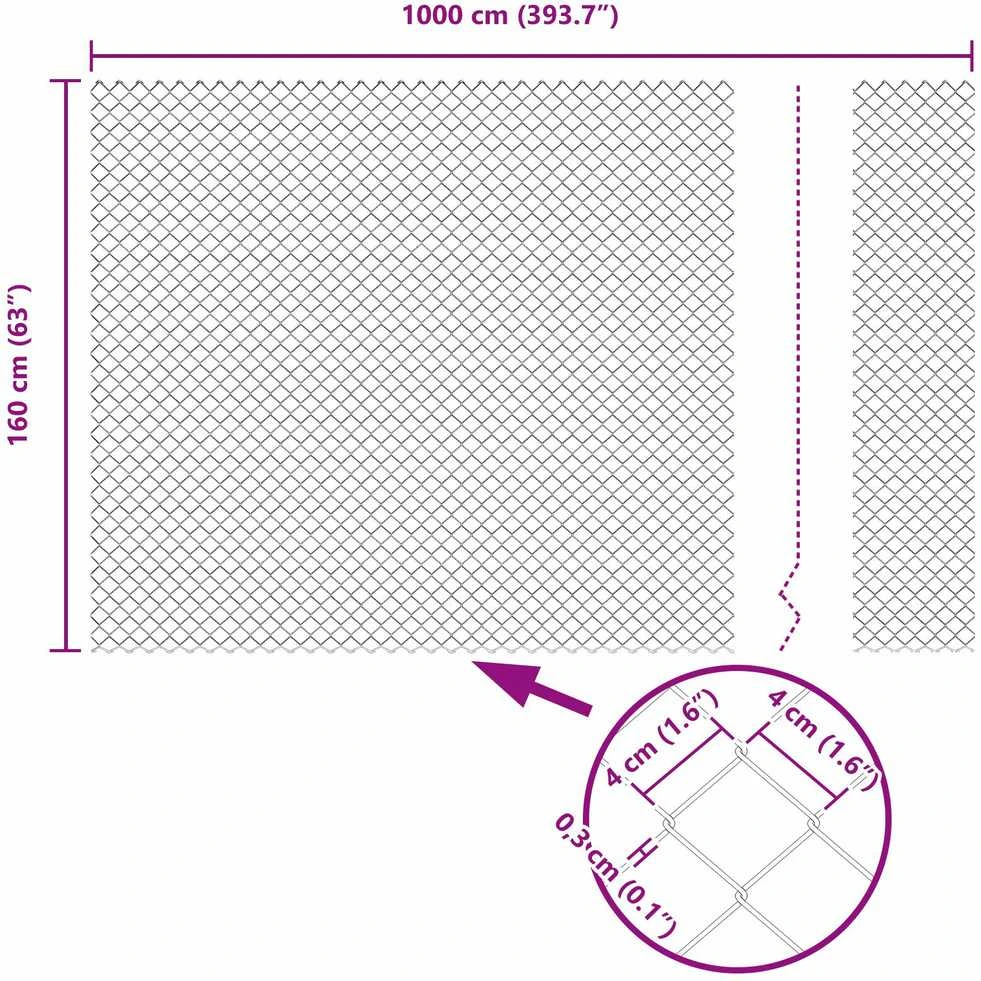 Grandininės tvoros su stulpeliu 10 x 1,6 m PVC dengtas plienas