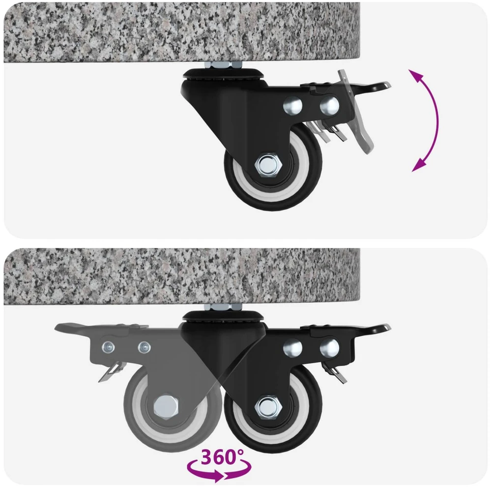 Granito skėčio stovas su ratais 4-5 cm stulpui 27.2kg Pilka