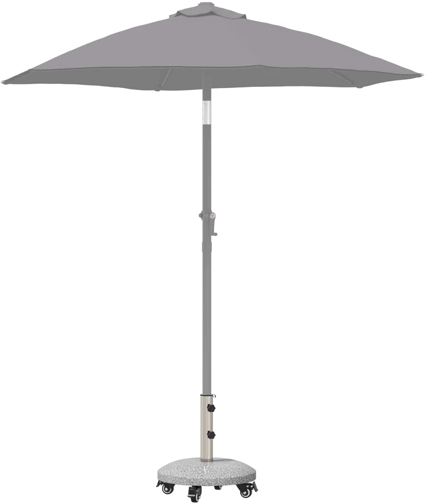 Granito skėčio stovas su ratais 4-5 cm stulpui 27.2kg Pilka