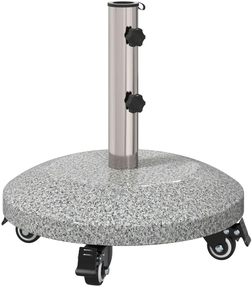 Granito skėčio stovas su ratais 4-5 cm stulpui 27.2kg Pilka
