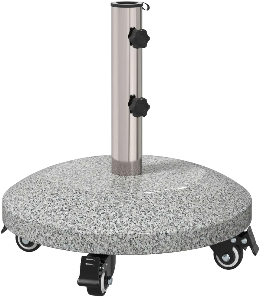 Granito skėčio stovas su ratais 4-5 cm stulpui 27.2kg Pilka