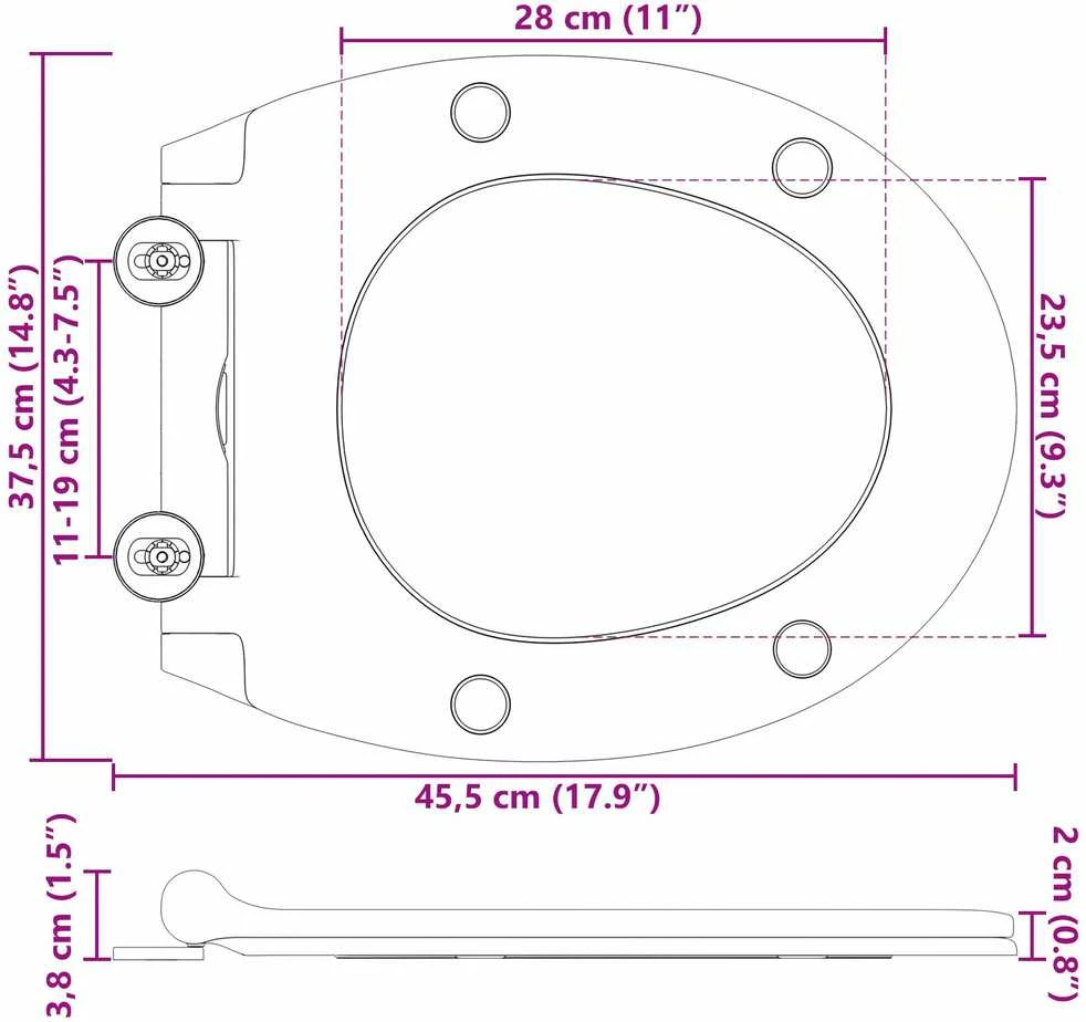 Tualeto sėdynė Balta 45,5 x 37,5 x 3,8 cm Duroplastas