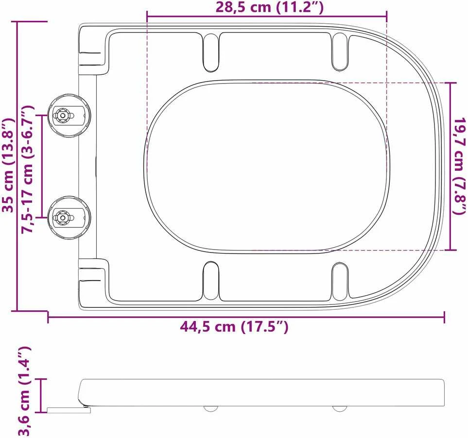 Tualeto sėdynė Pilka 47,5 x 35 x 3,6 cm Duroplastas