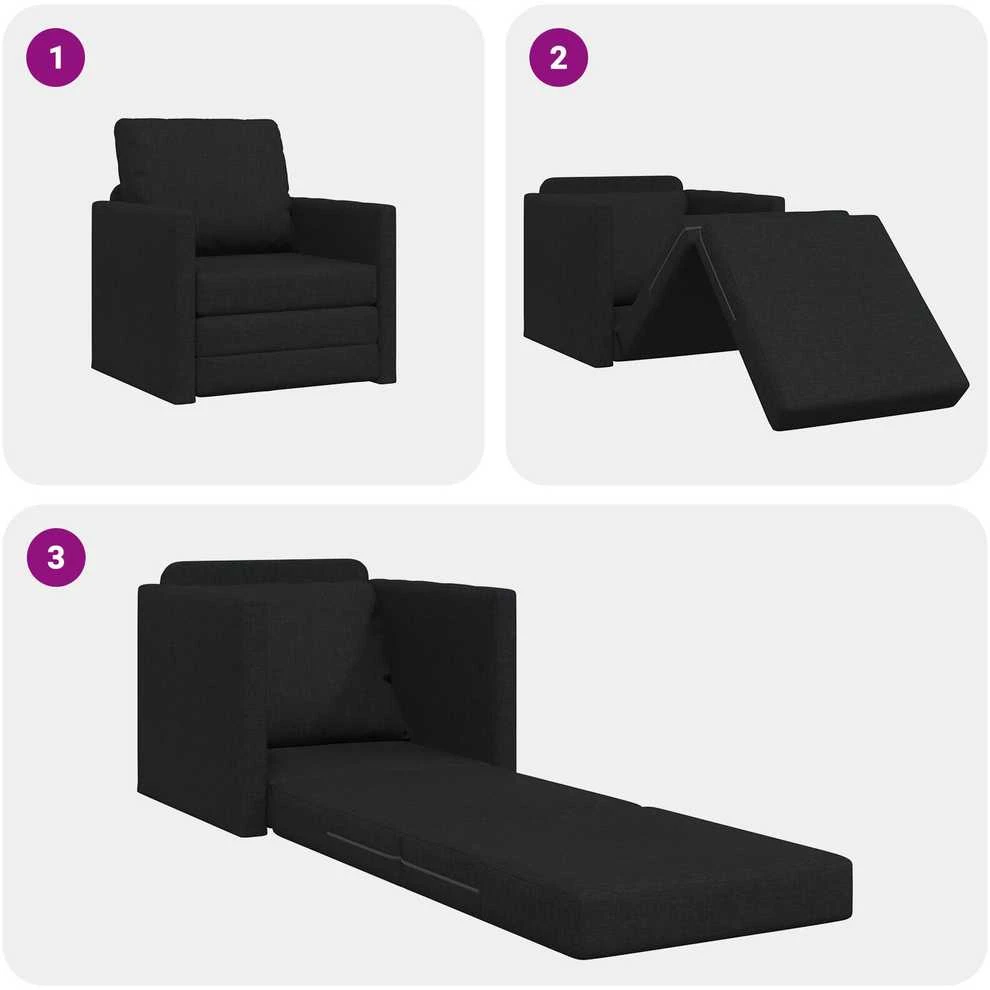 Sofa lova Juoda 74 x 77 x 81 cm audinys