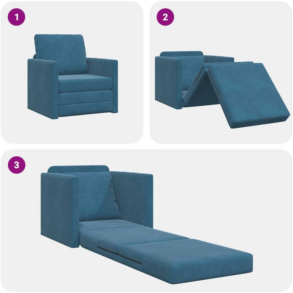Sofa lova Mėlyna 74 x 77 x 81 cm Aksomas