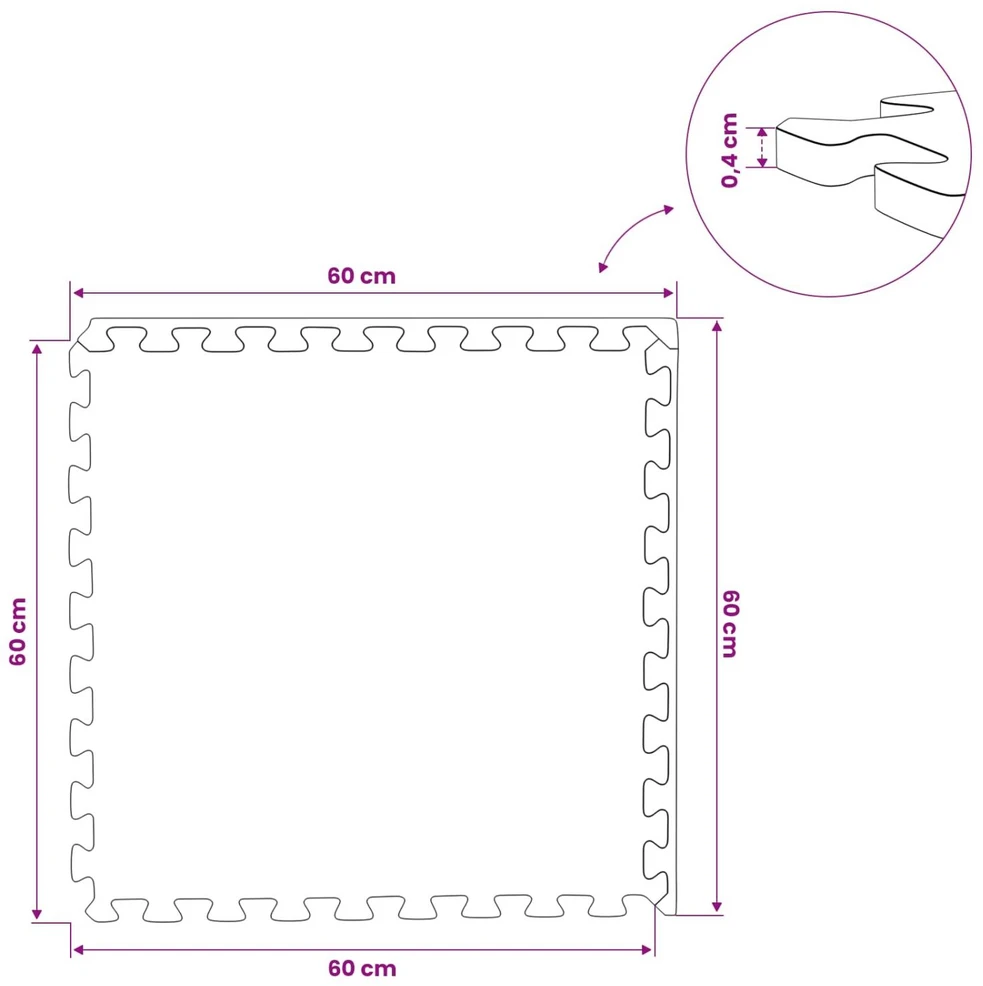 Grindų Kilimai 12 vnt. Pilka 4,32 m² EVA puta