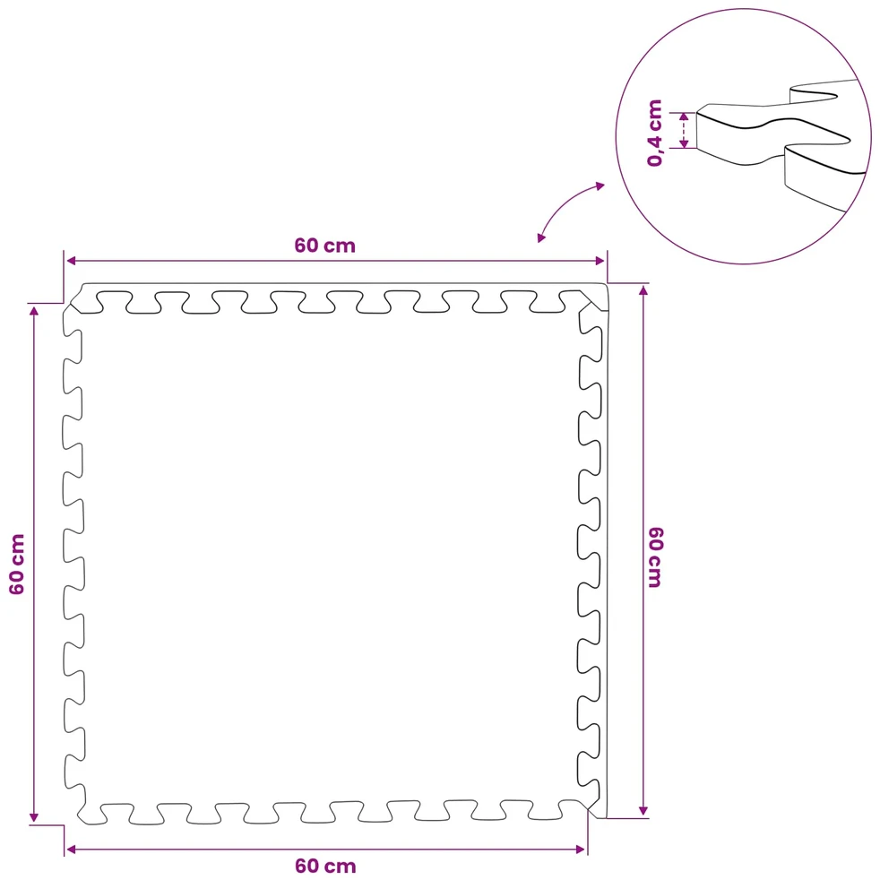 Grindų Kilimai 40 vnt. Juoda 14,4 m² EVA puta