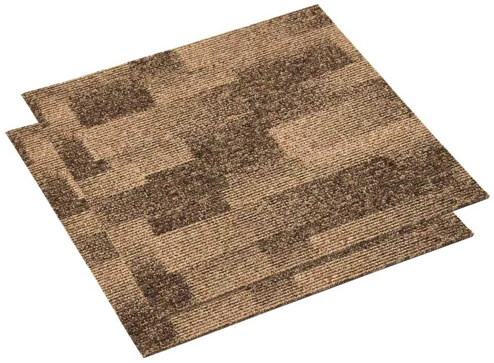 Grindų kilimas 20 vnt. Ruda 50 x 50 cm PP Žemas plaukas