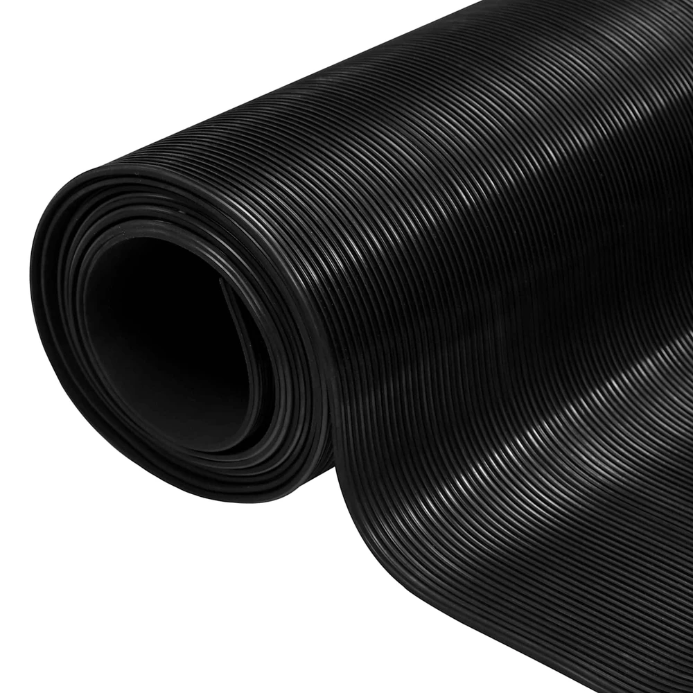 Grindų kilimėlis su smulkiais grioveliais Juoda 1 x 5 m Guma
