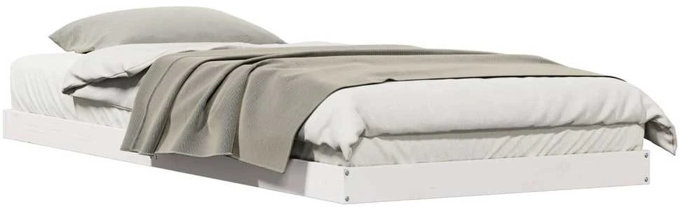 Lova Grindų lovos rėmas Balta 90 x 210 cm Kietos pušies mediena