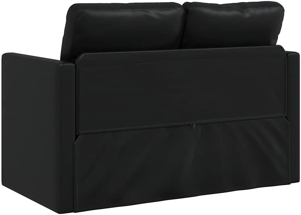 Grindų sofa-lova, 2-1, juoda, 112x174x55cm, dirbtinė oda