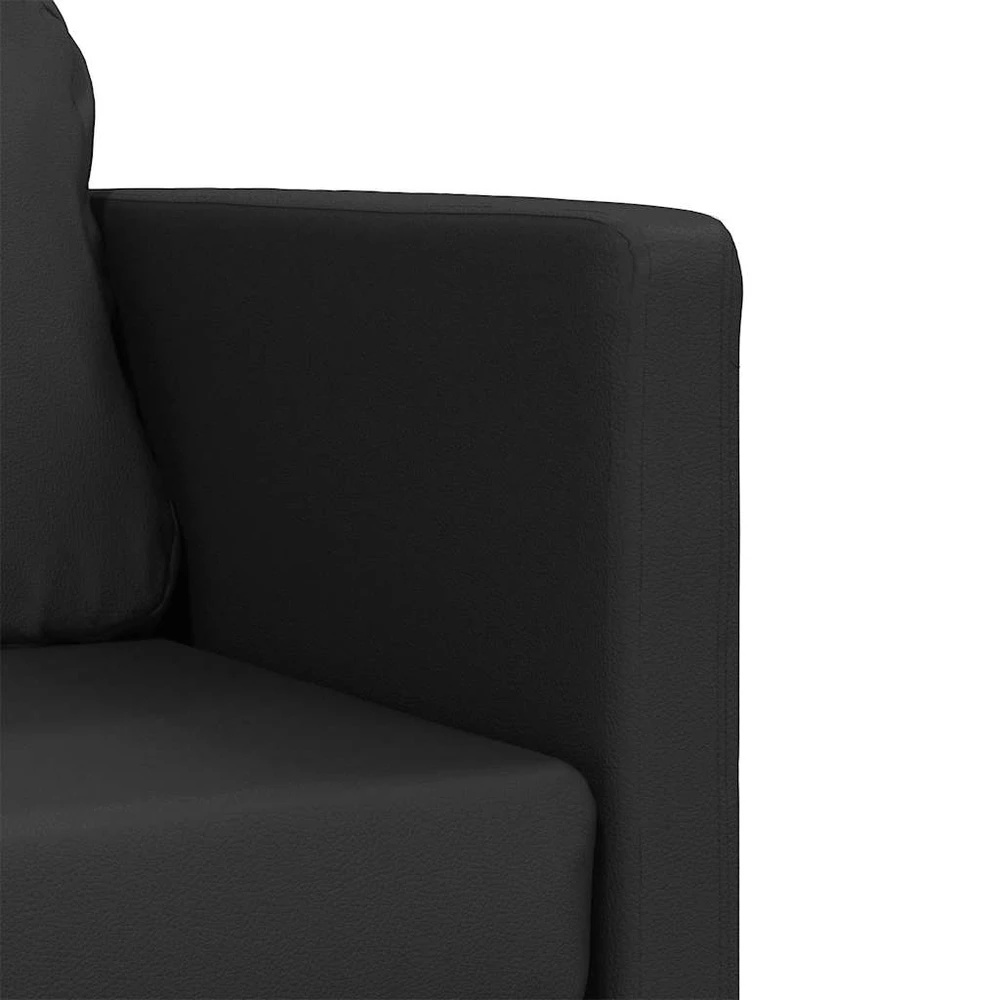 Grindų sofa-lova, 2-1, juoda, 112x174x55cm, dirbtinė oda