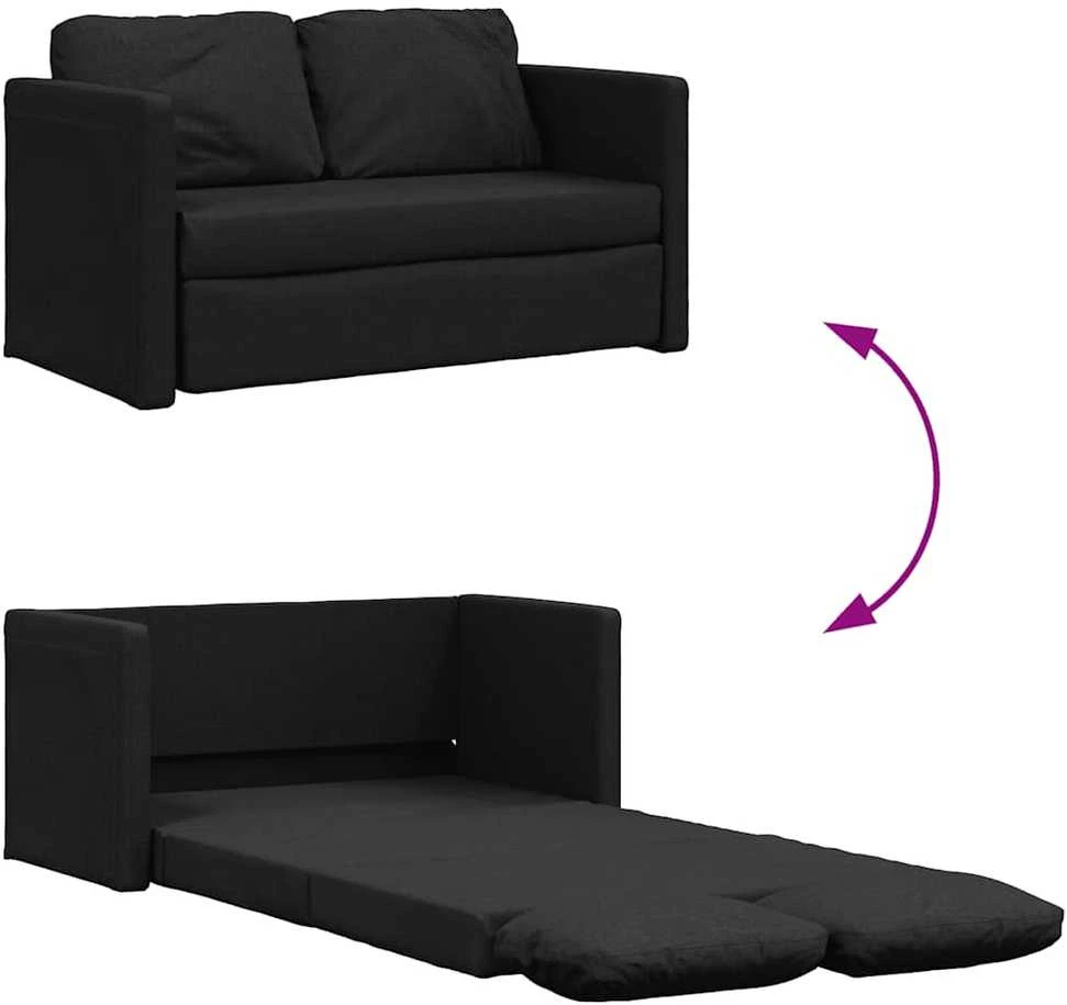 Grindų sofa-lova, 2-1, juodos spalvos, 112x174x55cm, audinys