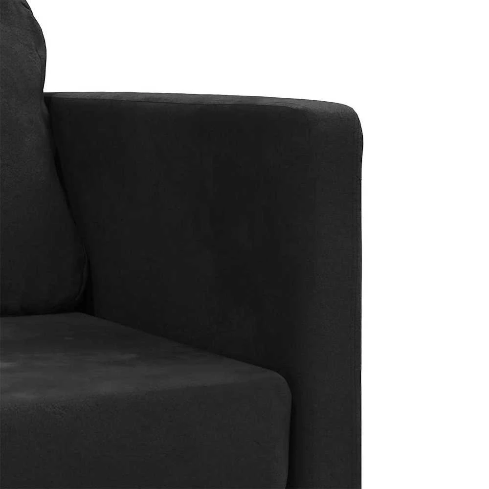 Grindų sofa-lova, 2-1, juodos spalvos, 122x204x55cm, aksomas
