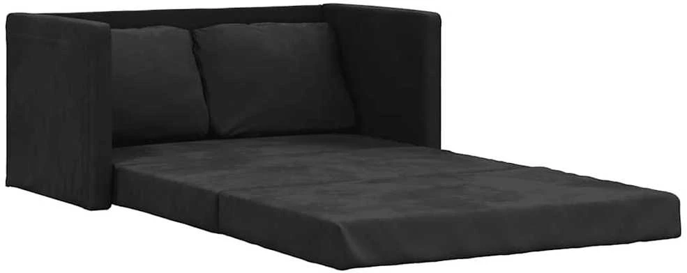 Grindų sofa-lova, 2-1, juodos spalvos, 122x204x55cm, aksomas