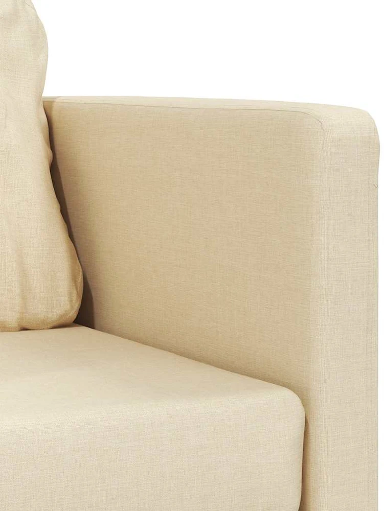 Grindų sofa-lova, 2-1, kreminės spalvos, 112x174x55cm, audinys
