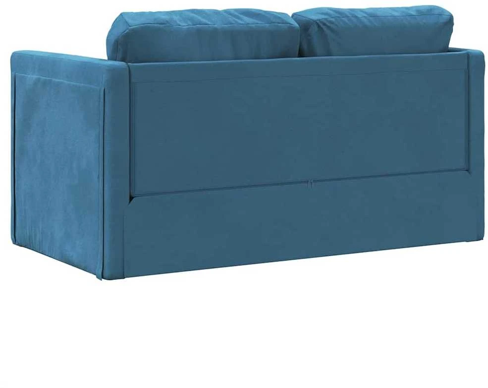 Grindų sofa-lova, 2-1, mėlynos spalvos, 122x204x55cm, aksomas