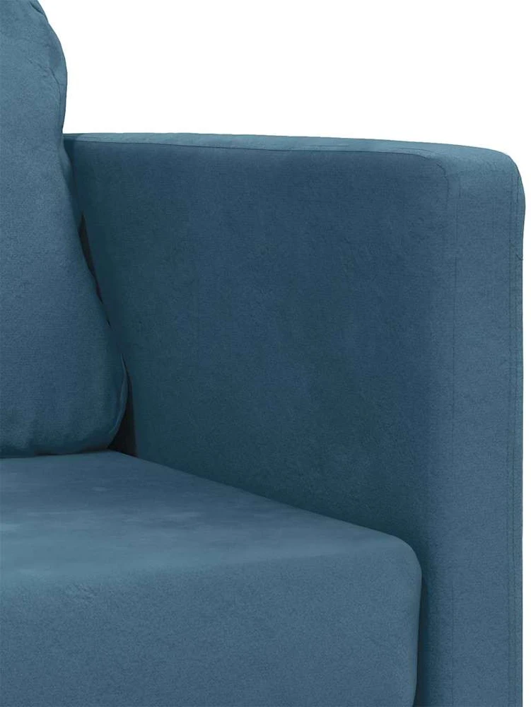 Grindų sofa-lova, 2-1, mėlynos spalvos, 122x204x55cm, aksomas