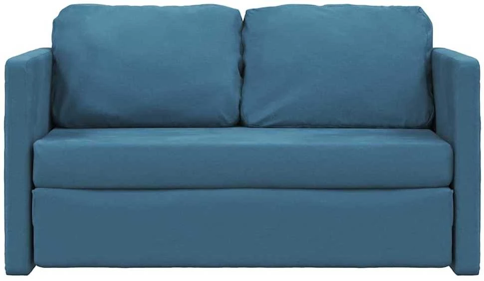 Grindų sofa-lova, 2-1, mėlynos spalvos, 122x204x55cm, aksomas