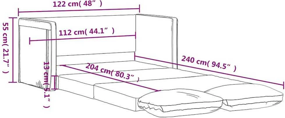 Grindų sofa-lova, 2-1, mėlynos spalvos, 122x204x55cm, aksomas