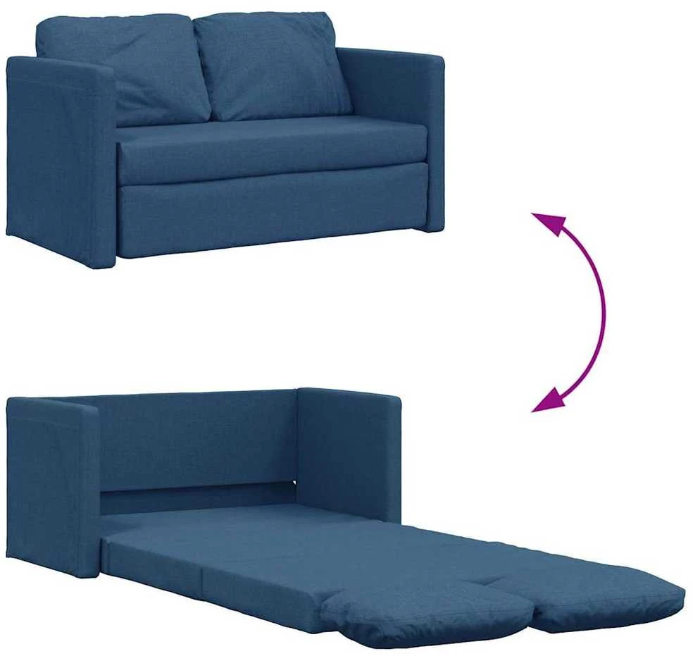 Grindų sofa-lova, 2-1, mėlynos spalvos, 112x174x55cm, audinys