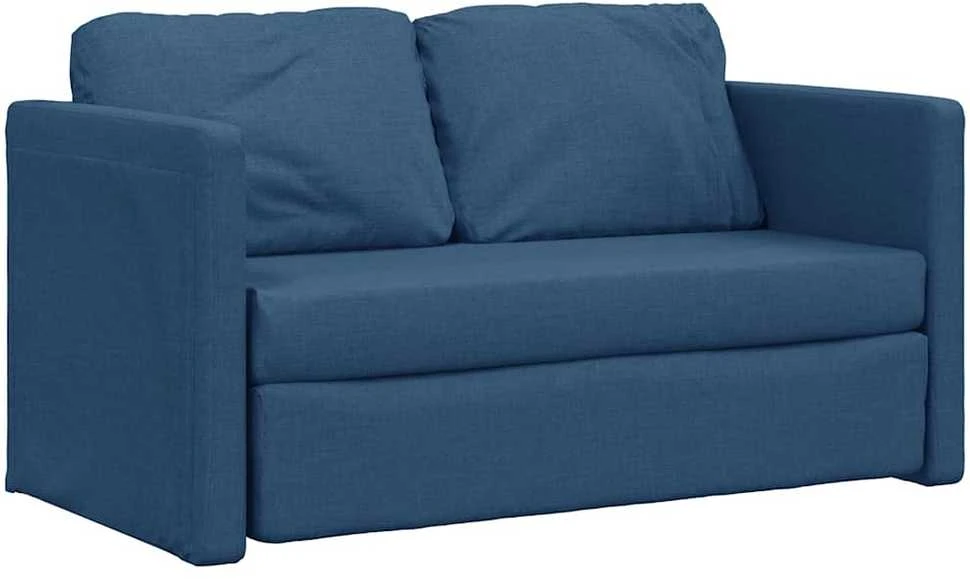 Grindų sofa-lova, 2-1, mėlynos spalvos, 112x174x55cm, audinys
