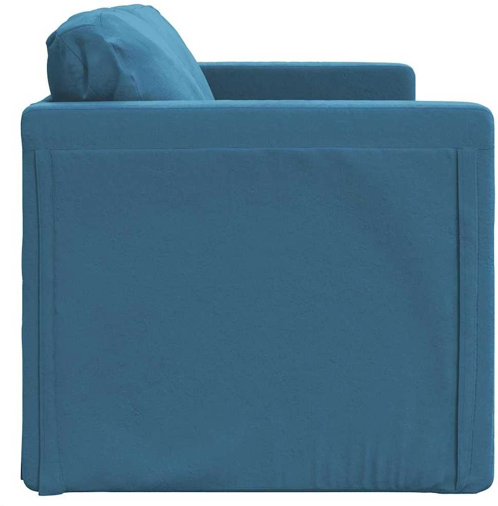 Grindų sofa-lova, 2-1, mėlynos spalvos, 122x204x55cm, aksomas