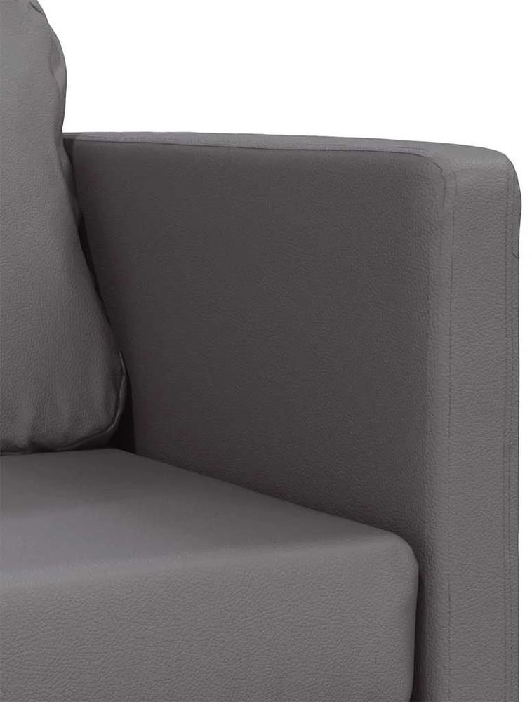 Grindų sofa-lova, 2-1, pilka, 112x174x55cm, dirbtinė oda