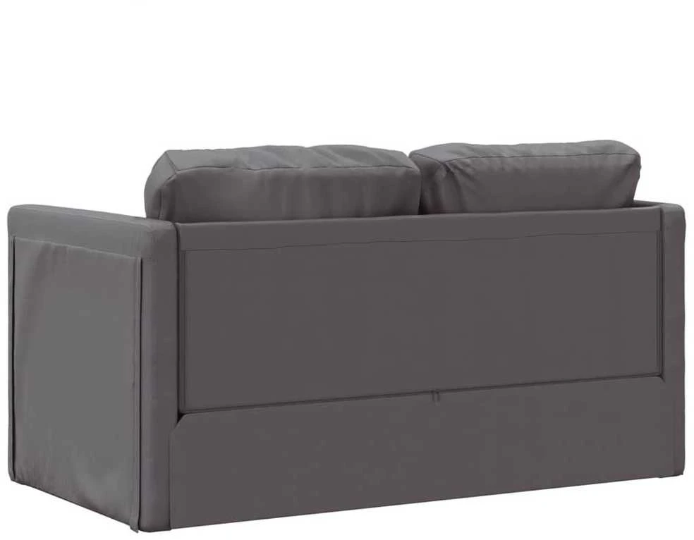 Grindų sofa-lova, 2-1, pilka, 112x174x55cm, dirbtinė oda