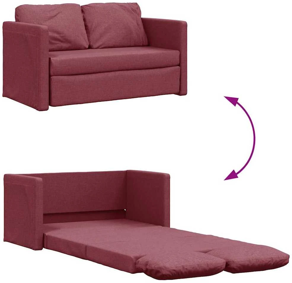 Grindų sofa-lova, 2-1, raudonojo vyno, 112x174x55cm, audinys