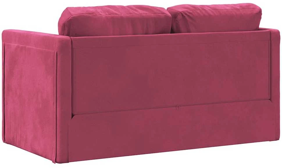 Grindų sofa-lova, 2-1, raudonojo vyno, 122x204x55cm, aksomas