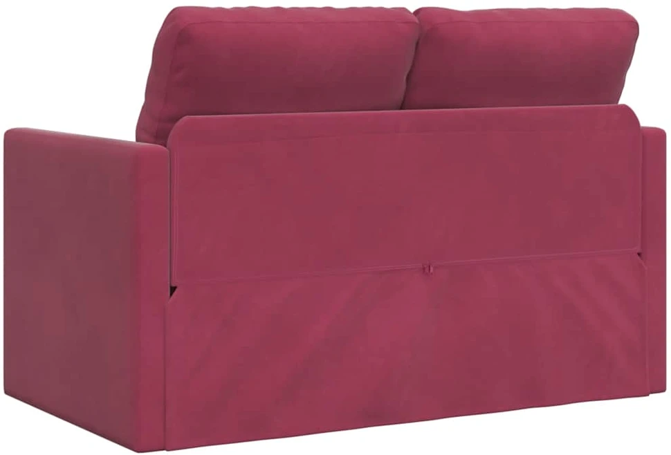 Grindų sofa-lova, 2-1, raudonojo vyno, 122x204x55cm, aksomas