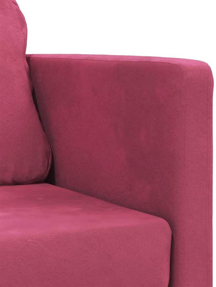 Grindų sofa-lova, 2-1, raudonojo vyno, 122x204x55cm, aksomas