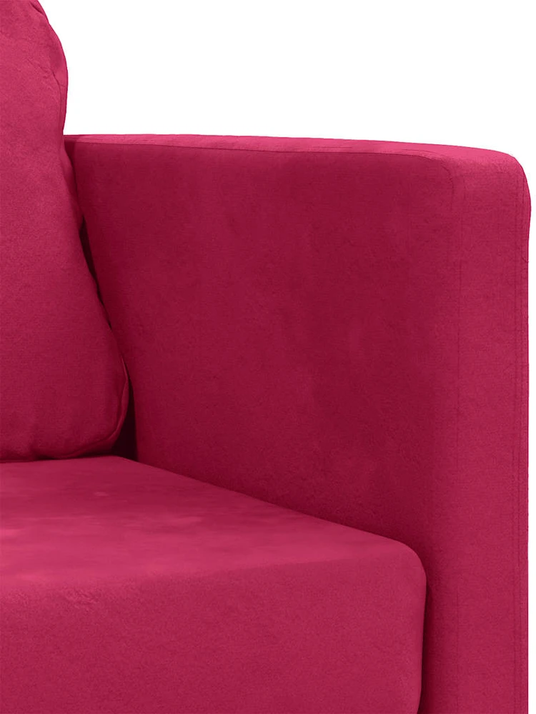 Grindų sofa-lova, 2-1, raudonojo vyno, 122x204x55cm, aksomas
