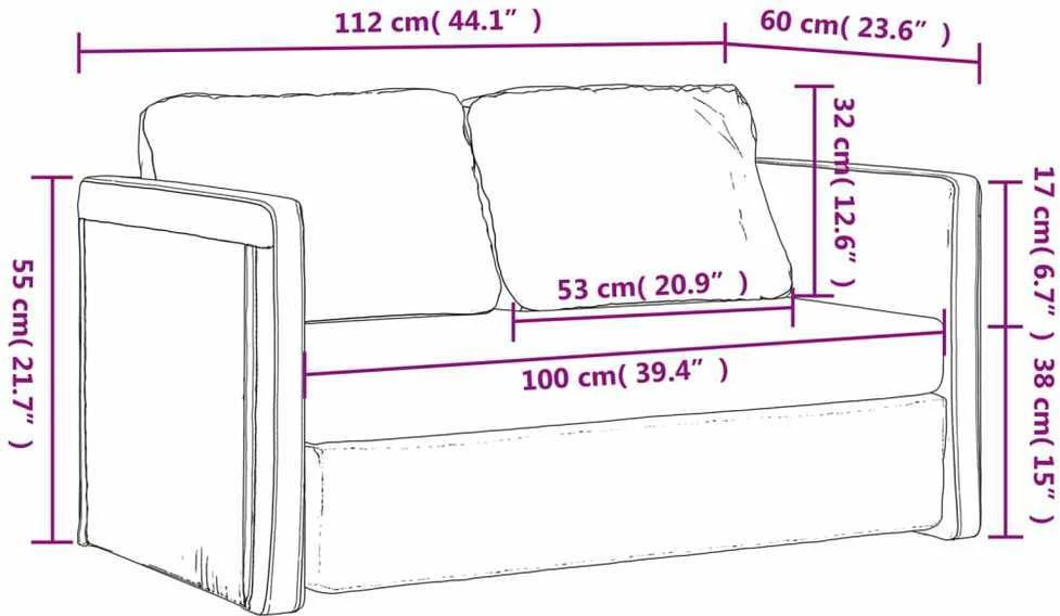 Grindų sofa-lova, 2-1, šviesiai pilka, 112x174x55cm, audinys