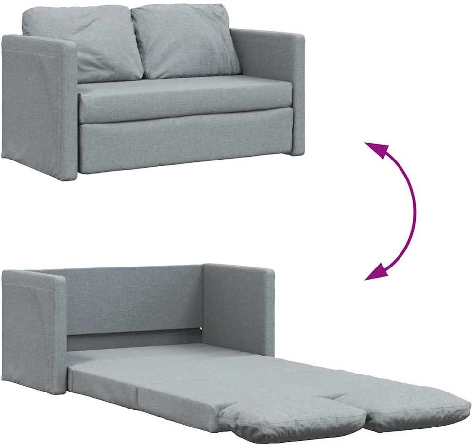 Grindų sofa-lova, 2-1, šviesiai pilka, 112x174x55cm, audinys
